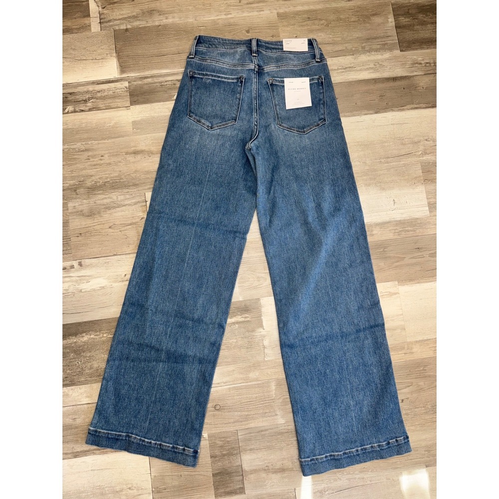 Flying Monkey Wide Leg Jeans Womens Blue High Rise Medium Wash F5990 Size 26 - Picture 5 of 8